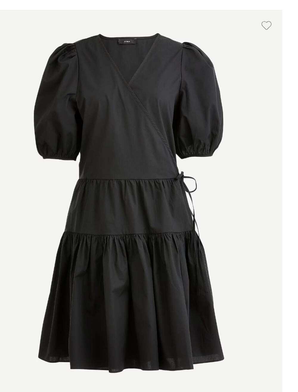 J.Crew Puff Sleeve Cotton Poplin Wrap Dress Black NWT M - Picture 1 of 8